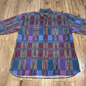 Vintage Western Signatures‎ Adult Size XL Multicolor Purple Houston Rodeo Shirt